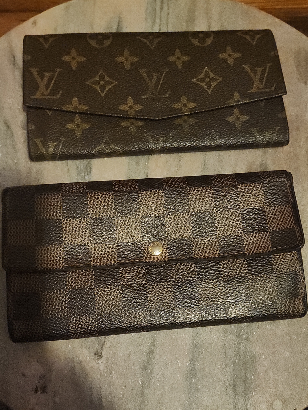 Louis Vuitton Brown Monogram & Damier Wallet Pair
